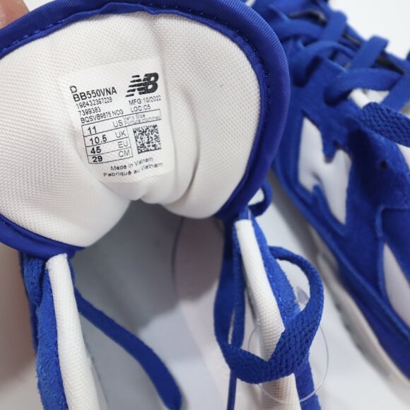 NEW BALANCE 550 SIZE 11D BLUE WHITE GRAY CLASSIC BASKETBALL SHOE BB550VNA - Picture 11 of 13